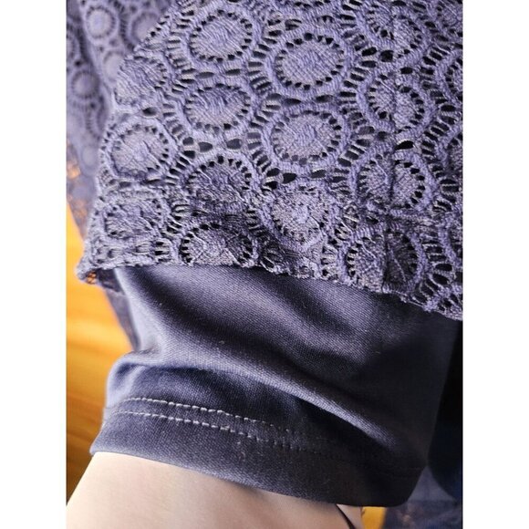 Lane Bryant Womens Plus Size 14/16 Navy Blue Lace Knee Length Short Sleeve Dress - Picture 9 of 9